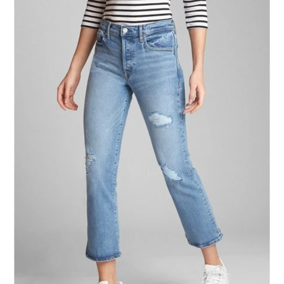 GAP Jeans Gap High Rise Crop Kick Jeans Distressed 262 Poshmark